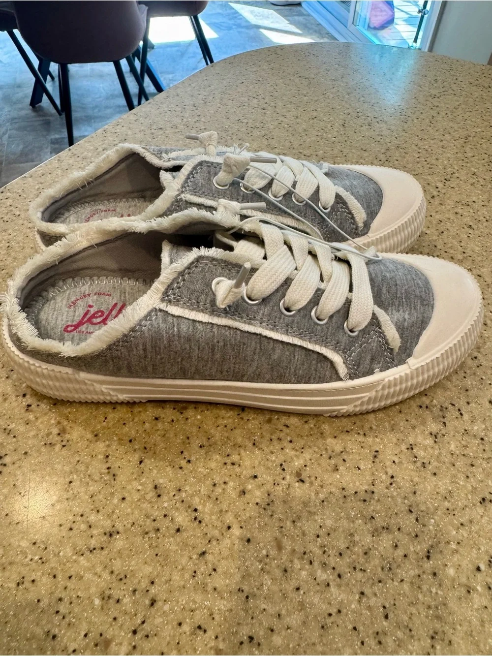 Jellypop Gray and White Women's Slip-in Lace-Up Sneakers